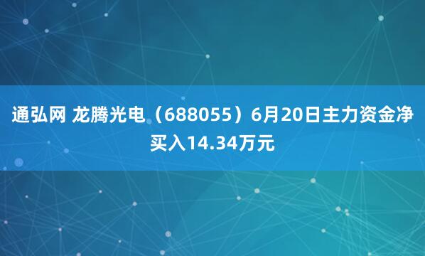 通弘网 龙腾光电（688055）6月20日主力资金净买入14.34万元